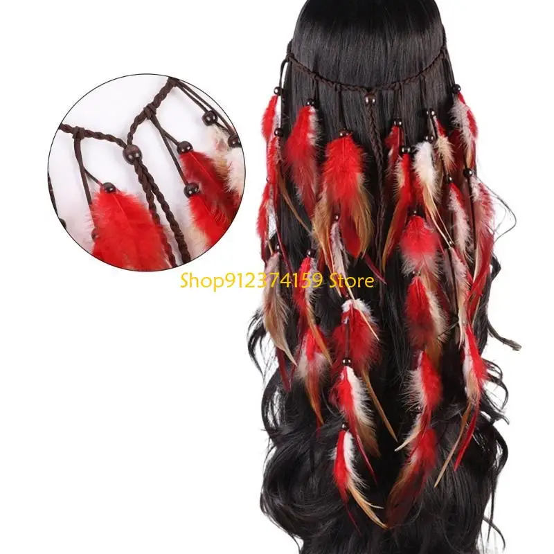 

G5AE Bohemia Headband with Beads Women Hair Hoop Wedding Tiaras