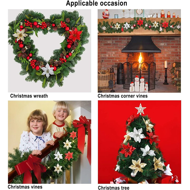 5/10Pcs Weihnachten Dekoration 13CM Künstliche Blumen Floral für Weihnachten Baum Ornament Neue Jahr Party Wohnkultur navidad Zubehör – Detail 5