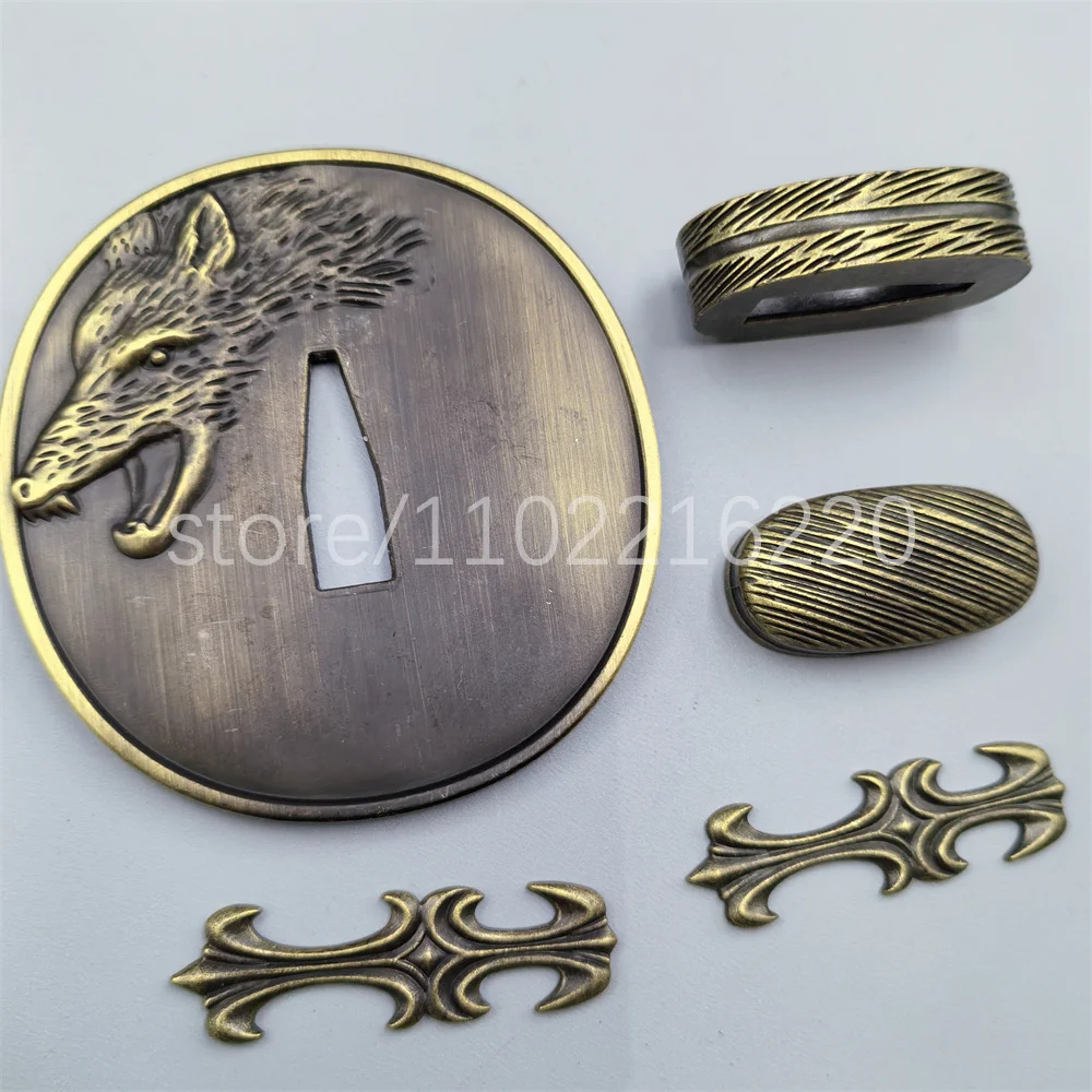 Amazing Wolf Tsuba Handguard Fuchi Kashira Menuki Alloy Material For Japan Real Japanese Samurai Katana Sword Fittings Part