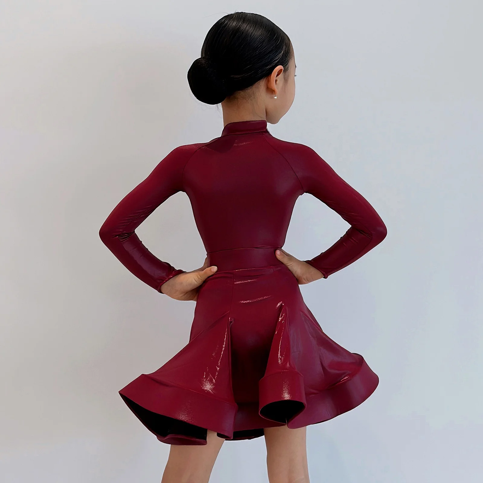 Fashion Girls Long Sleeves Latin Dance Competition Costume Children'S Samba Ballroom Dance Dress Kids Dancing Wear SL13348