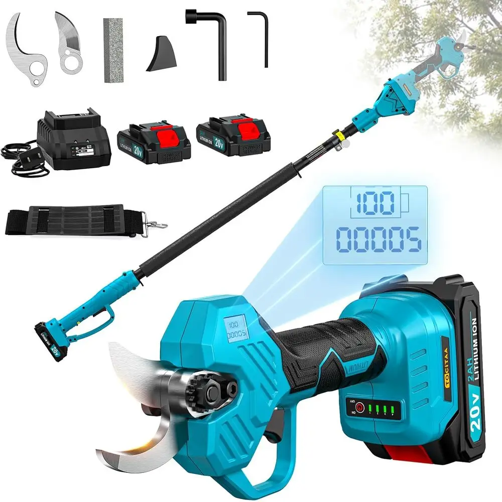 Sécateur électrique compatible avec batterie Makita, sécateurs pour le jardinage, diamètre de coupe de 1,5 à 2 pouces avec 2 batteries 2,0 Ah