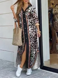 Autumn Women's New Fashion Long Sleeved Printed Lining Dress Sexy V-neck Hem Slit Long With Pocket Dress Positioning Flower