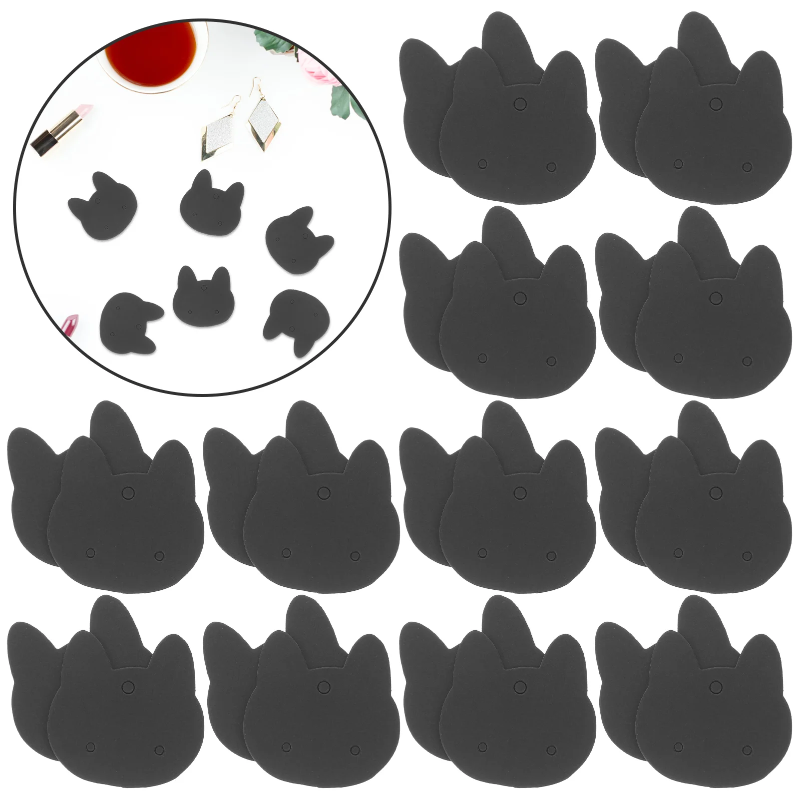 

100 Pcs Cat Earrings Display Card Paper Necklace Storage Packaging Jewelry Cards Black Earring Display Cards For