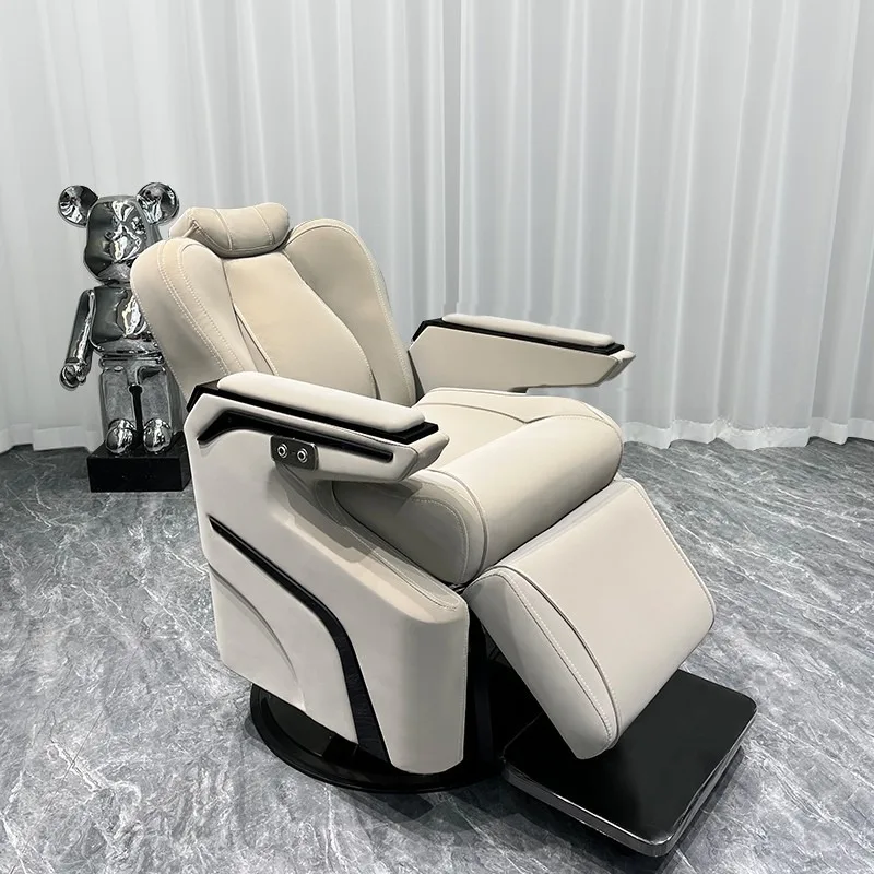 Leather Hair Salon Barber Chair With Electric Reclining Feature Durable Design For Commercial Use In VIP Rooms Beauty Salons