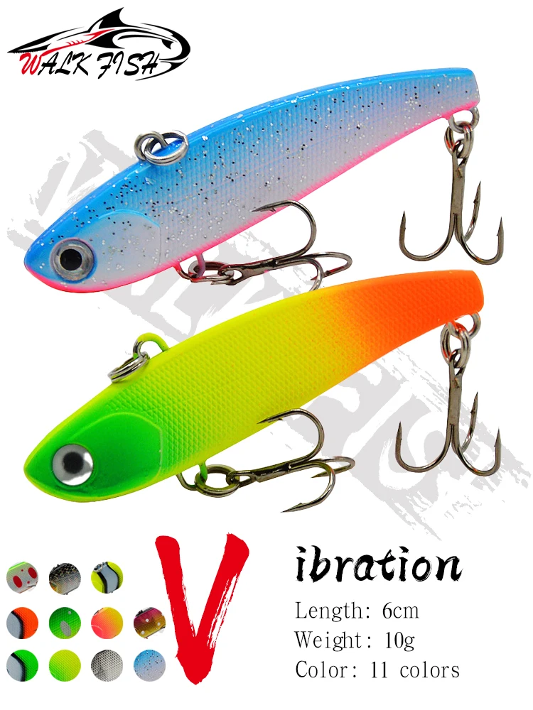 WALK FISH 1PCS 10g Vibrierende Vollschwimmschicht Silikon Starke Geräuschvibration Bottom-searching Bass Black Pit Fake Bait VIB