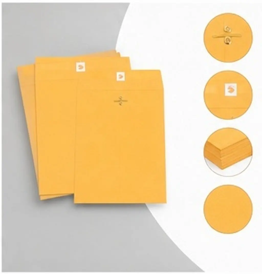 100Pcs Kraft Paper Envelope Clasp Envelopes Letter Size Document Legal Contracts Mailing Office School Storage