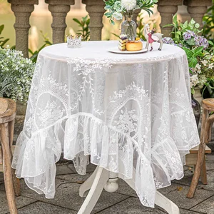 Retro -Spitzen -Tischdecke, gestrickte Tischdecke, weiße rechteckige Tischabdeckung, Hochzeitsfeierdekoration, Picknick -Hintergrund 6 Hauptverkäufe bestickte weiße Tischdecke - №6