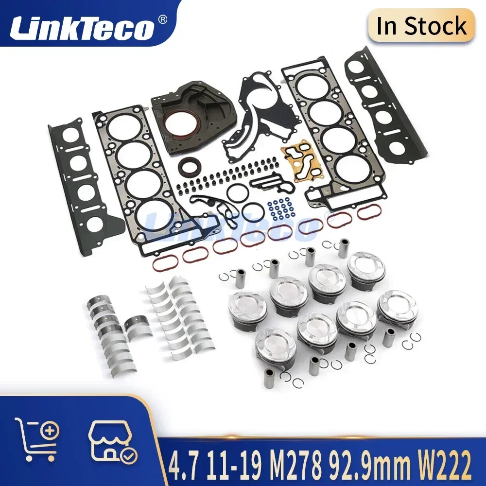 Set di parti del motore Pistoni e kit catena di distribuzione del cuscinetto biella principale 4.7 L M278 Gas V8 11-19 per Mercedes-Benz W222 X222 W212 X166