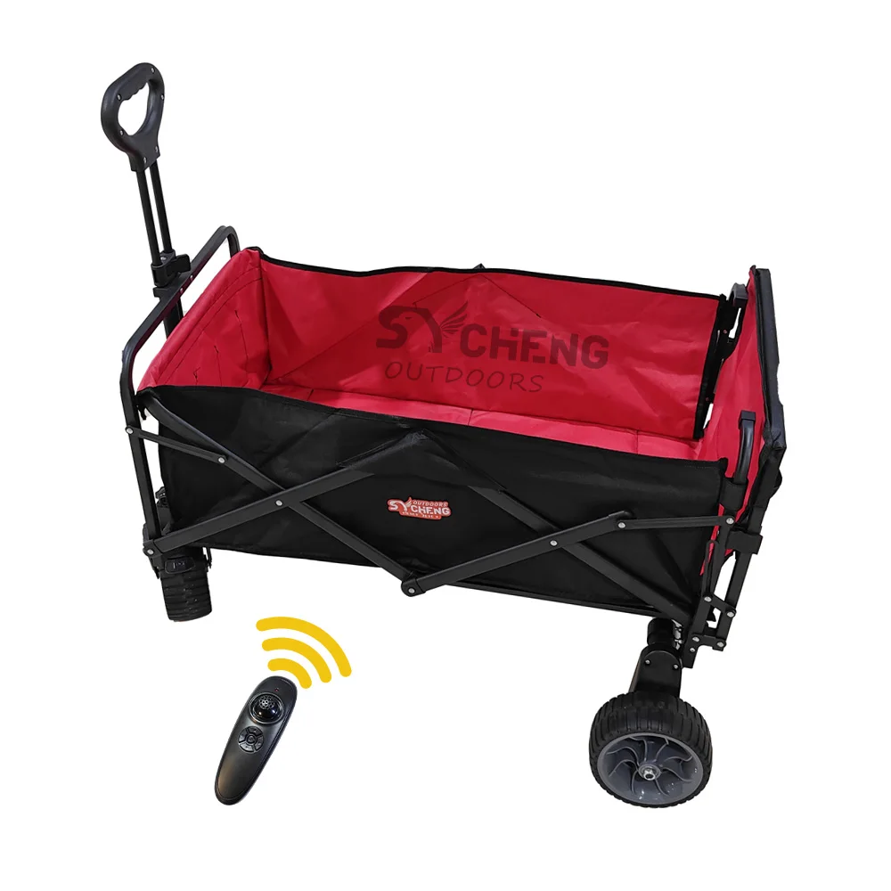 

NEW Design Outdoor Portable Remote Control Steering Possible Picnic Beach Folding Camp Wagon Electric Camping Beach Cart