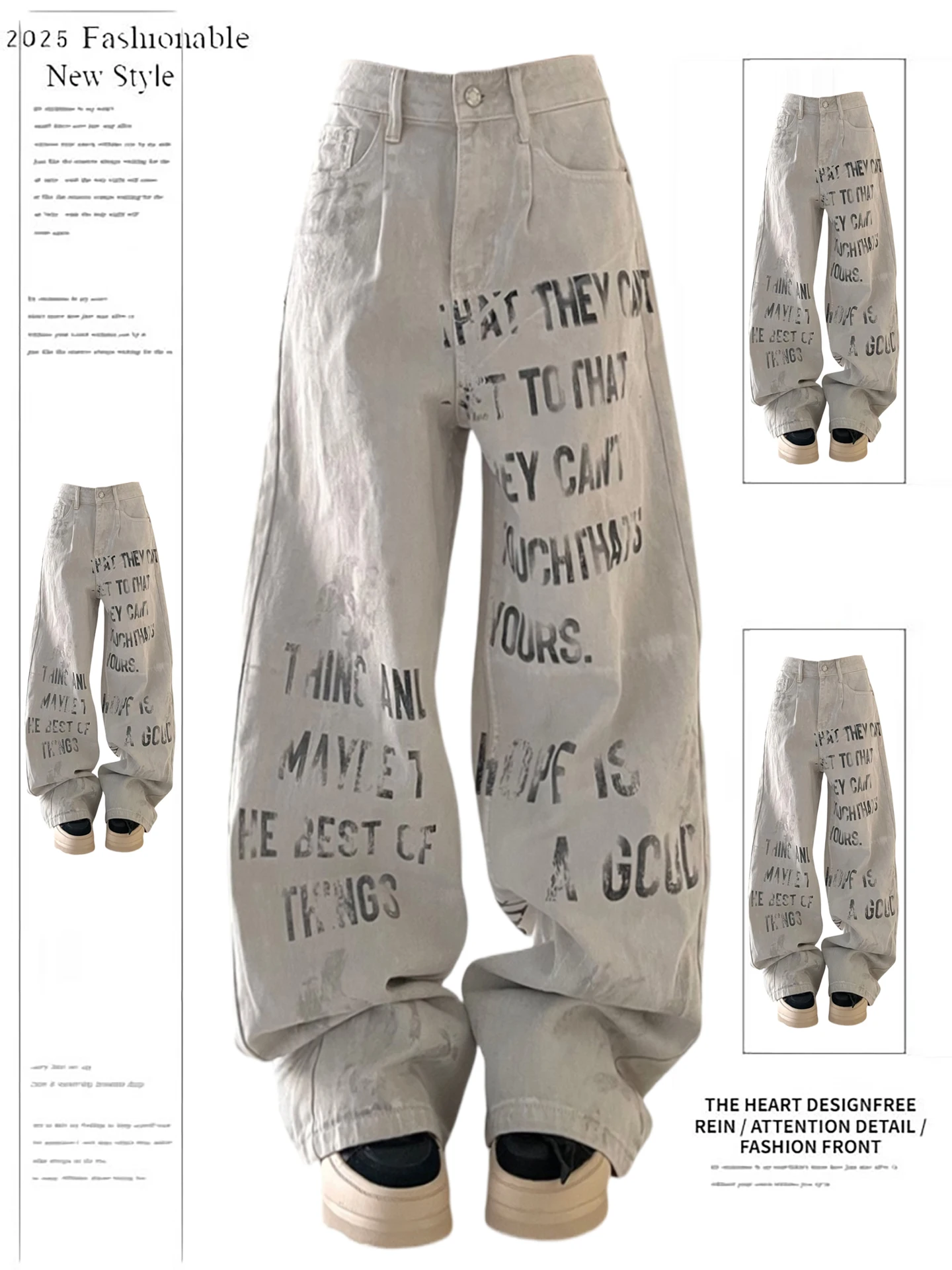 

Women's Baggy Jeans Punk Harajuku Denim Pants Grunge Wide Fit American Retro Y2K Harajuku Cowboy High Street Streetwear 2000s