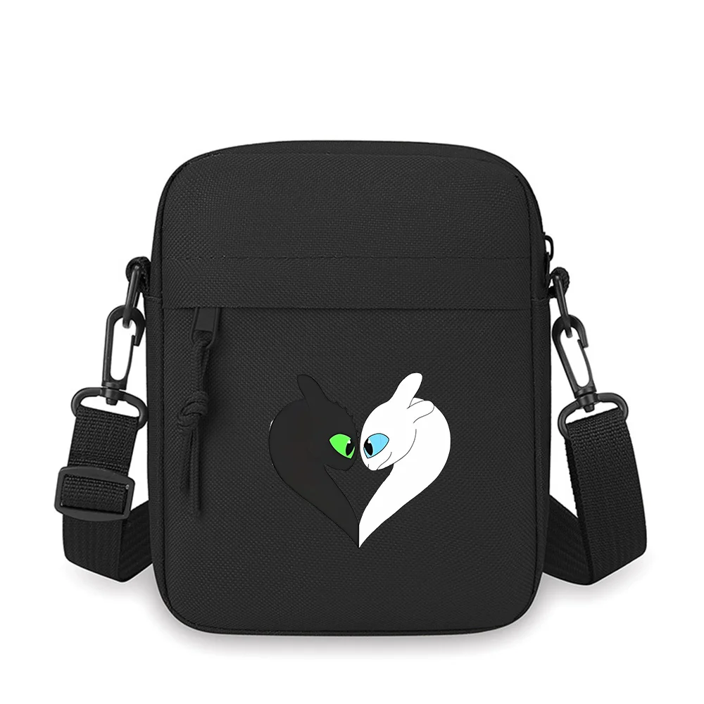 

Dragon couple,cute,love,black white Men Crossbody Bag Single Shoulder Women Cartoon Anime Film Printing Design Unisex