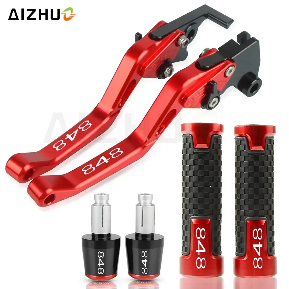 

For Ducati 848 Evo 2007 2008 2009 2010 2011 2012 2013 Motorcycle Adjustable Brake Clutch Levers Handlebar Handle Grips Ends part