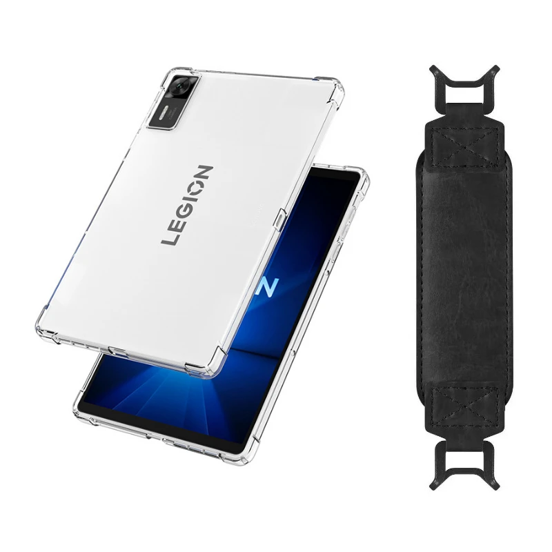 

2-в-1 для Lenovo Legion Y700 Gen 4 (2025) 8,8-дюймовый планшетный ПК, прозрачный противоударный чехол из ТПУ + защитный ремешок на руку (черный)