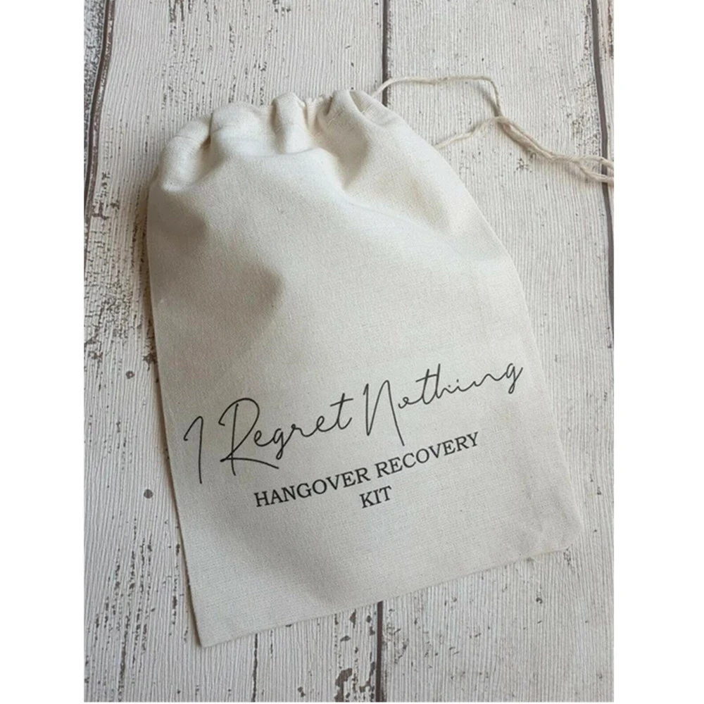 WEDDING HANGOVERS KIT Bag personalised I Regret Nothing Survival Recovery Kit Bride Squad Bag Bachelorette Drawstring gift bags