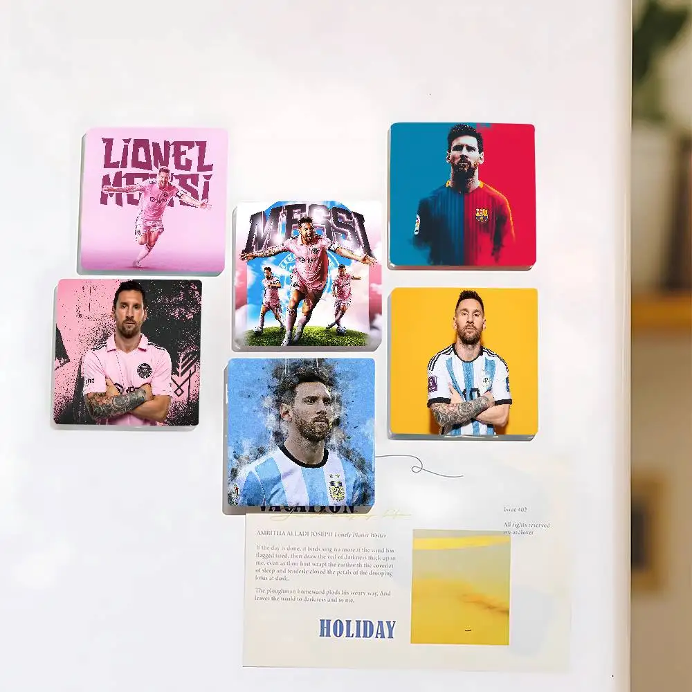 نجم كرة القدم L-Lionel M-Messi 1 قطعة مغناطيس الثلاجة شخصية حامل صور مغناطيسي دائم مربع صورة سطح الثلاجة Magne