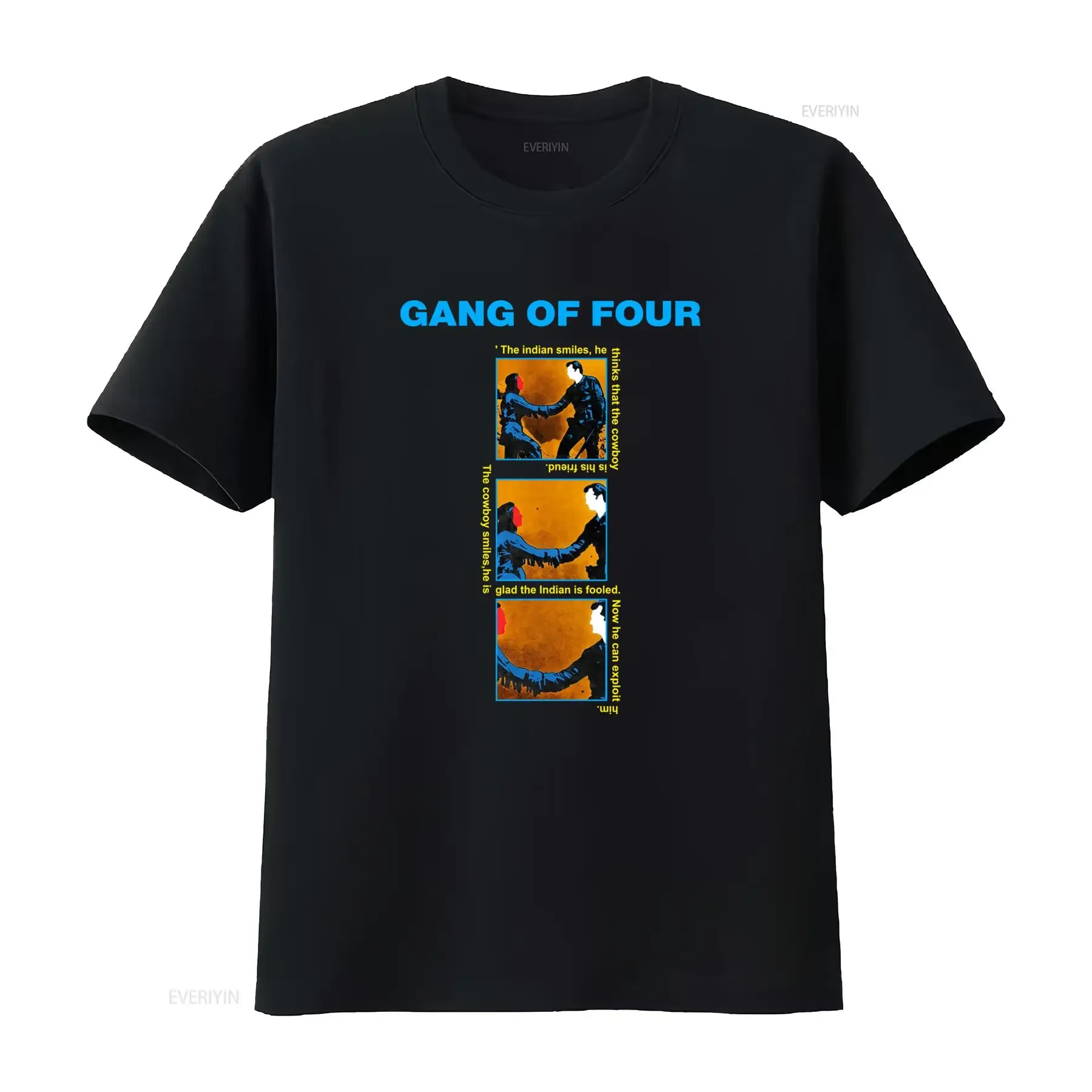 NEW POPULAR Gang of Four Entertainment English Music Logo T Shirt S 4XL with Comic Strip Print vintage Washed Versatile