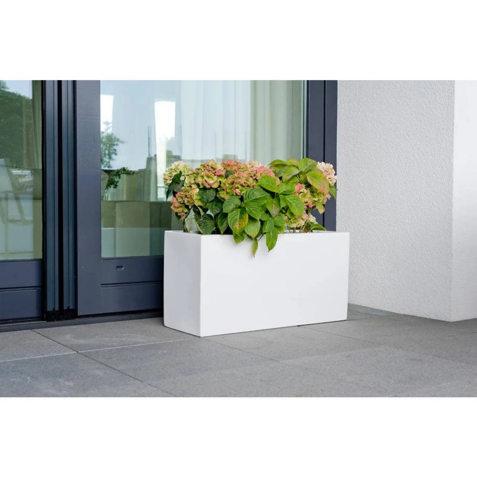 US Jort Medium 20 in. Tall Fiberstone Indoor Outdoor Modern Rectangular Planter