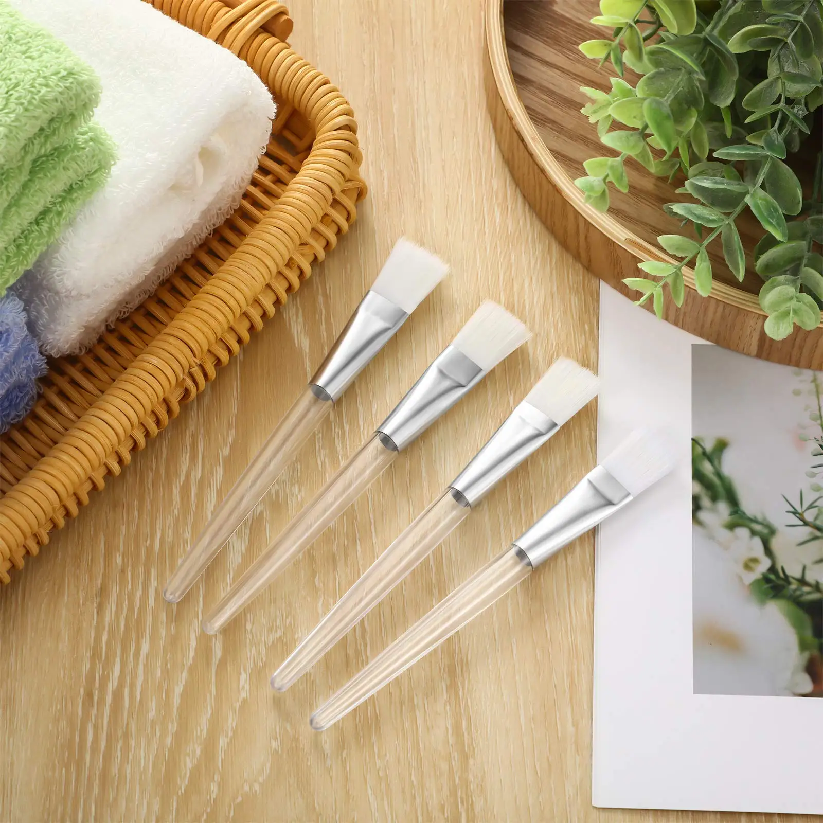 16 Gesichtsmasken-Pinsel - Professionelle Kosmetik- und Hautpflegewerkzeuge, Weiche Nylonborsten, Transparente Griffe – Detail 5