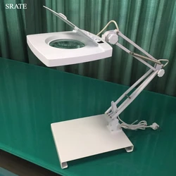 220V 40X Magnifier Desktop Folding Magnifying Glass LED with Lights for Jewelry Appraisal Testing and Repair Helping Hands Loupe