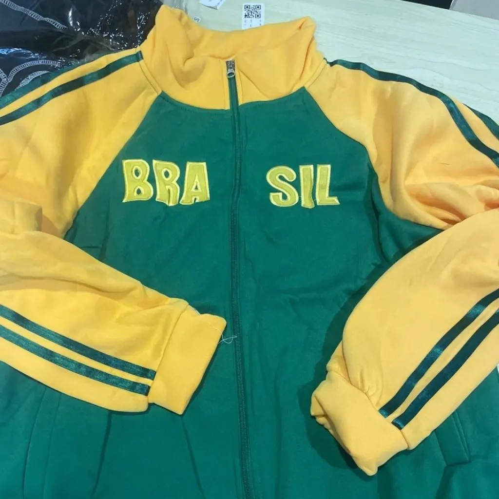 

Women's Zip-Up Hoodie Brazilian Aesthetic Retro Sweatshirt Jacket Letter Embroidery Pattern Artistic Style