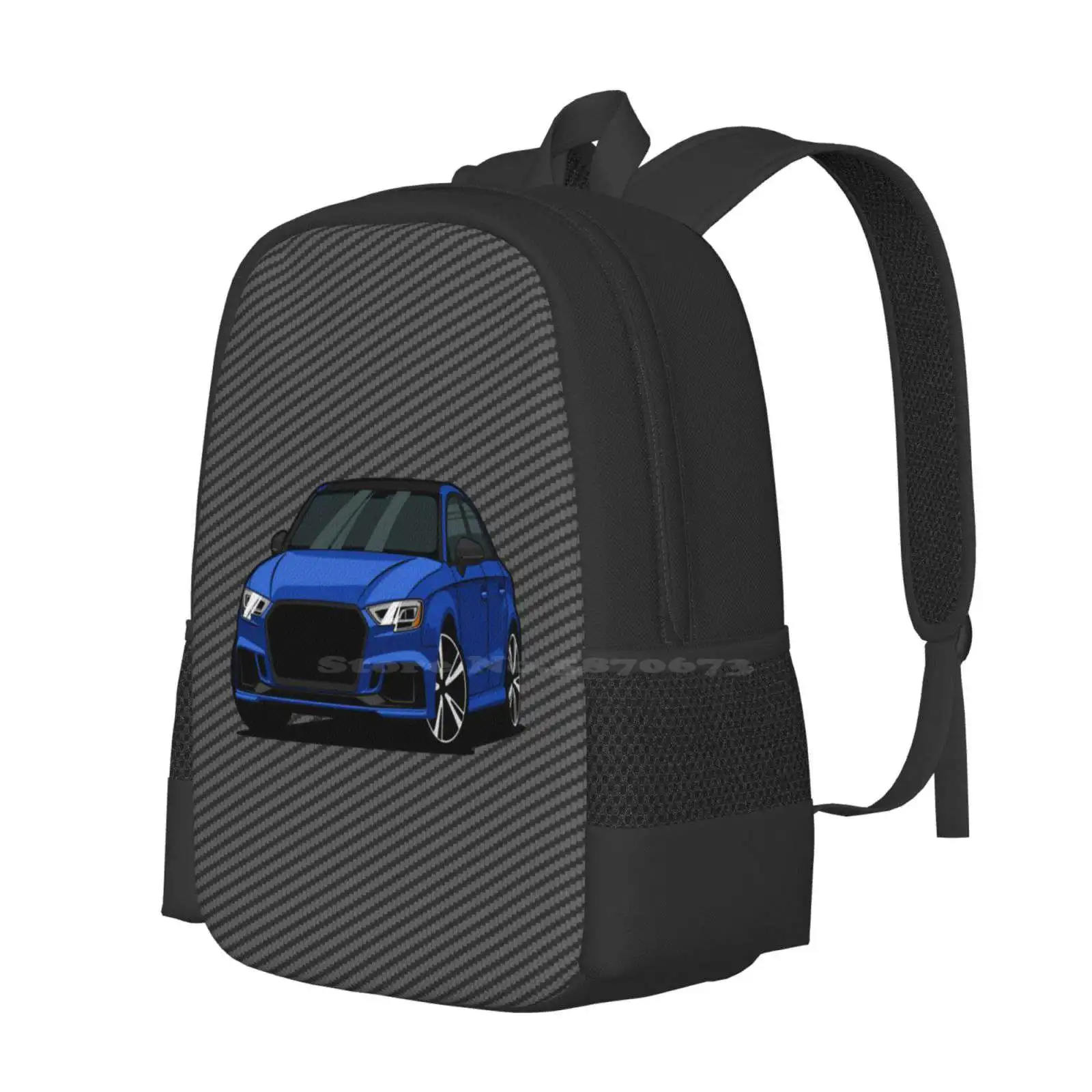 Blue Rs3 With Carbon Fiber Hot Sale Schoolbag Backpack Fashion Bags Racing Lover Cars Retro Tuning Enthusiast Vintage Rs3 Rs5