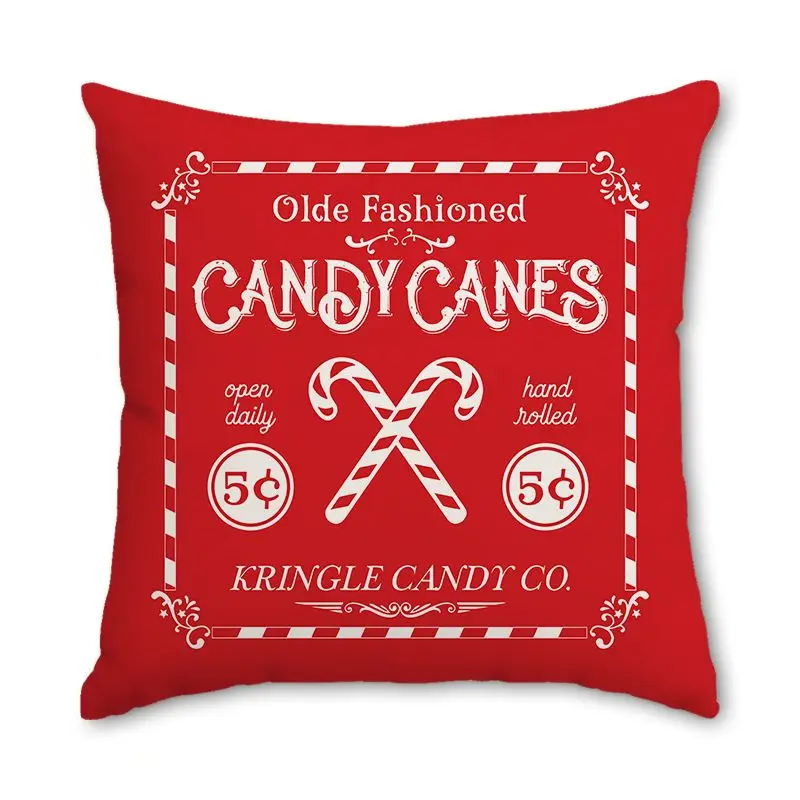 Christmas Pillow Cover, Black and Red Buffalo Plaid Celebration Christmas Tree Snowflake Decoration Sofa Cushion Cover