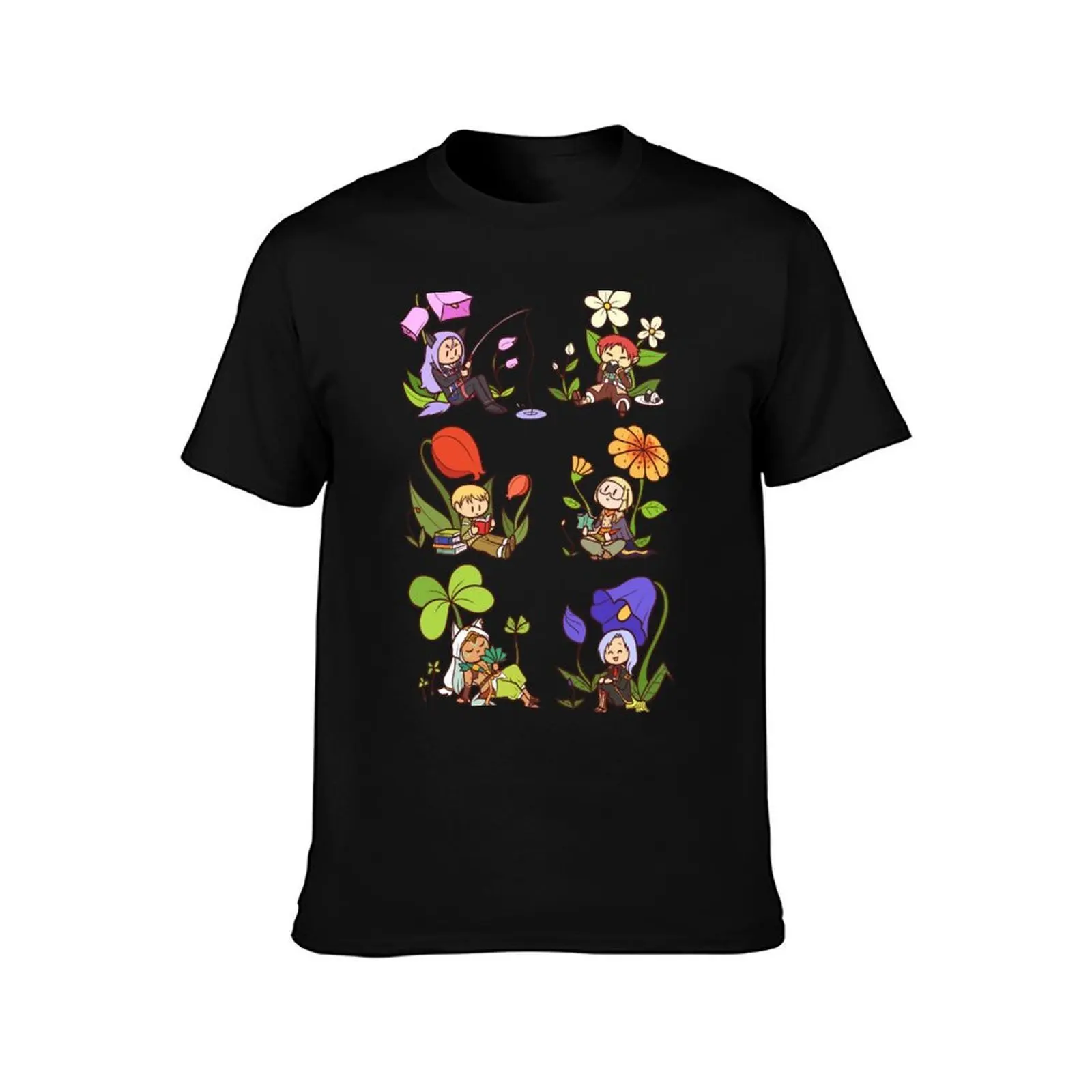 Rune Factory Flower Boys T-Shirt, Summer Casual Cotton Tee, Oversized Streetwear Tops, Vintage Graphic Print, Unisex Men Women