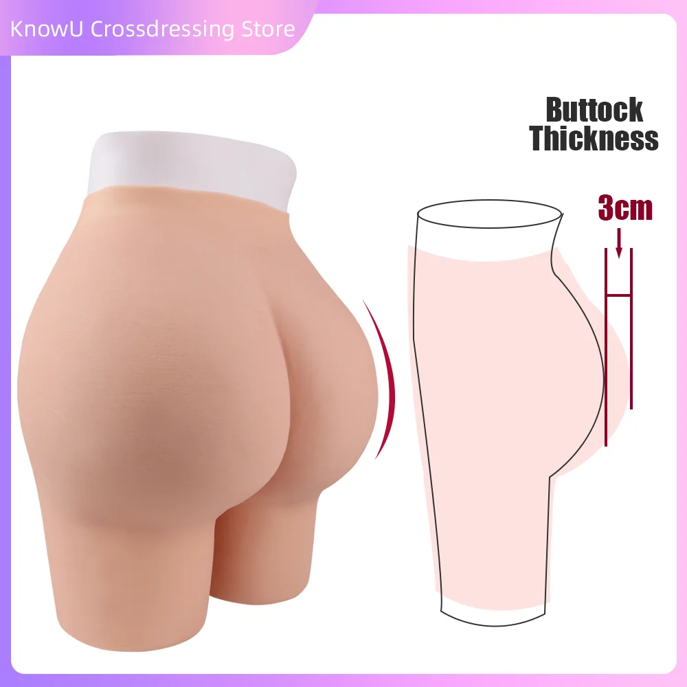 Cosplay Silicone Open Trousers Butt Enhancement Pants Shorts PANT Crossdressing Underwear for Men Crotchless Briefs