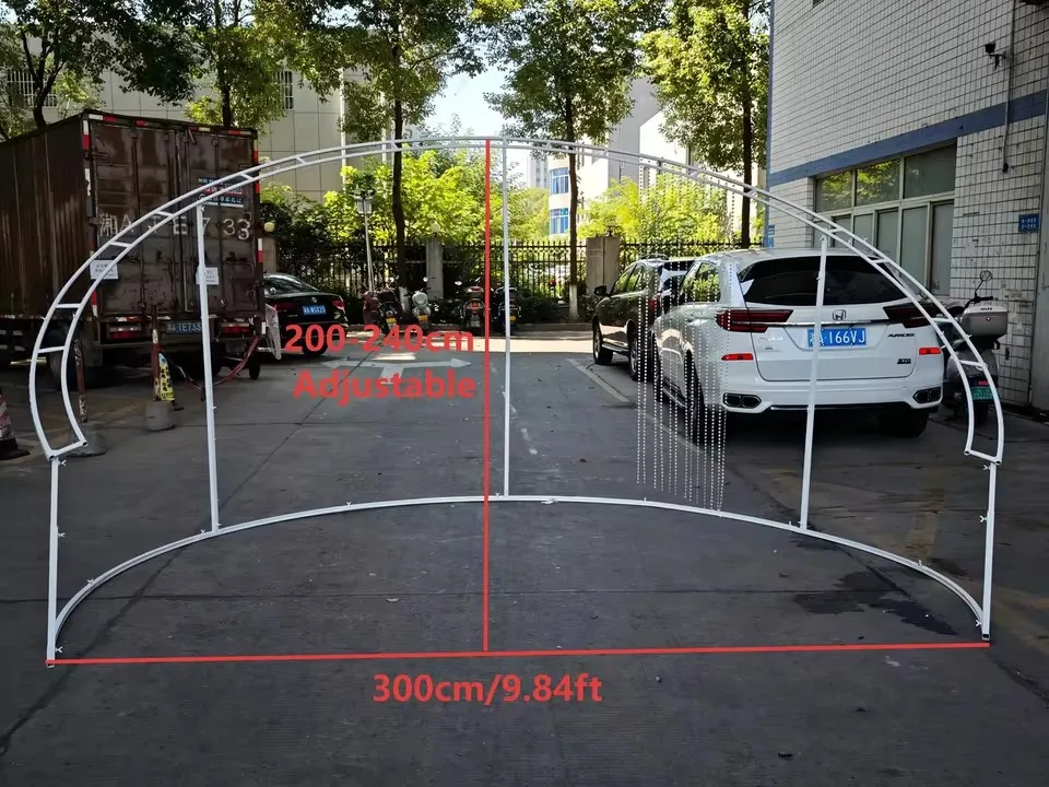 2-2,4 m höhenverstellbarer Hochzeitsbogen für den Außenbereich, gebogener Doppelring-Bühnenhintergrundständer, Blumenständer, mit 150 achteckigen Perlen – Detail 1