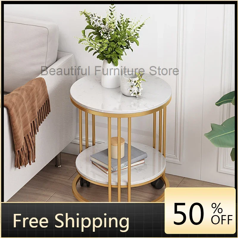 

Small Modern Coffee Table Console Mobile Round Garden Center Table Entryway Picnic Balcony Table Basse Bedroom Furniture