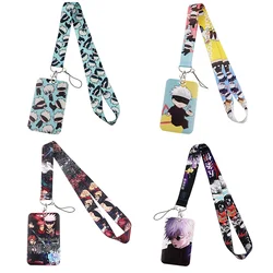 Jujutsu Kaisen Anime Card Holder Neck Strap Lanyards Credit Card ID Holder Pass Hang Rope Lariat Keyrings Lanyard Toy Kids Gift