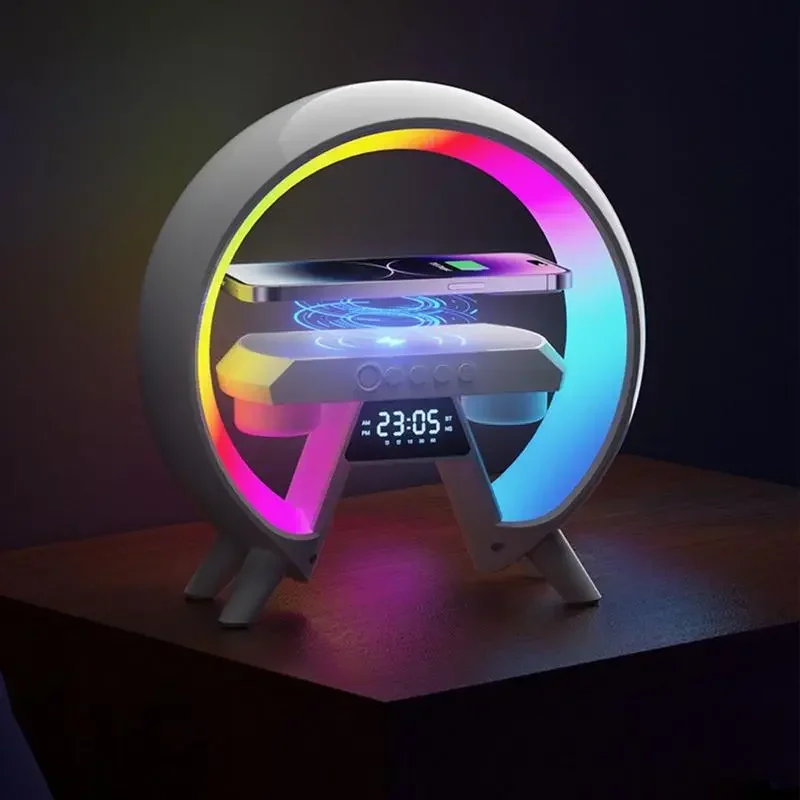 LED New Smart Light Wireless Charger Bluetooth Speaker Alarm Clock RGB Atmosphere Lamp Bedroom Decoration Lamps Night Light Gift