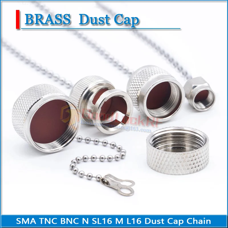 SMA Q9 BNC L12 TNC L16 N SL16 M UHF Male Female Dust Cap with Chain RF coaxial Terminator Protective Cover Brass Adapters