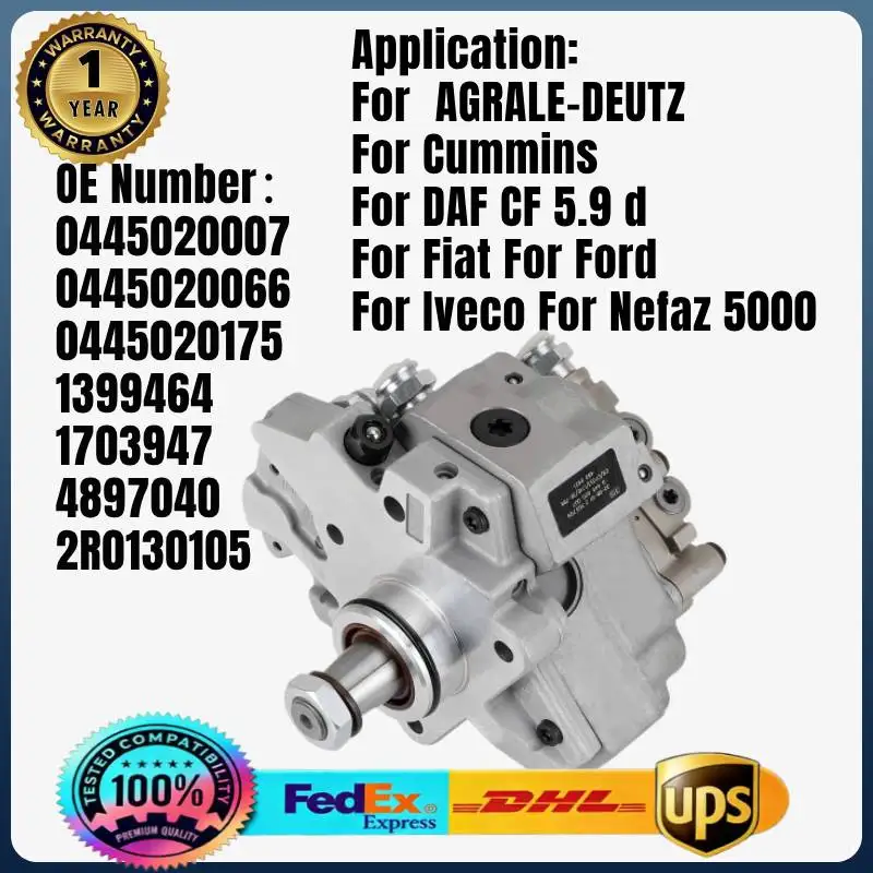 Bomba de Inyección de Combustible 0445020007 0445020066 0445020175 1399464 4898921 para AGRALE-DEUTZ, Cummins, DAF, Fiat y Ford
