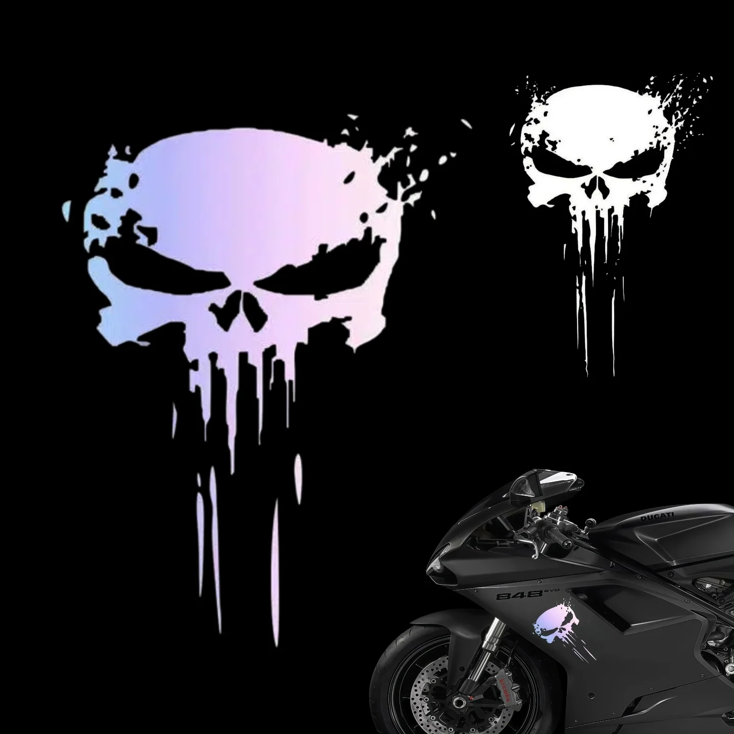 1/2pcs Motorcycle Stickers Skull Demon Claw Cool Decals Stickers for Motorcycle Car Helmet Black Laser Reflective Moto Decals