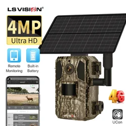 LS VISION 4G Solar Hunting Trail Camera Outdoor 4MP Night Vision PIR Motion Detection 7800mAh batteria impermeabile Wildlife Camera