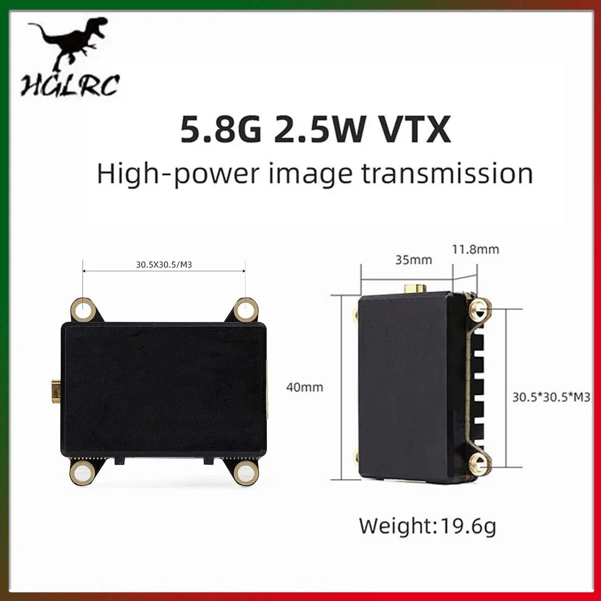 

HGLRC Zeus VTX 2.5W FPV 5.8G 40CH 40 Channel High Power 7-26V Transmitter for RC FPV Racing Freestyle Long Range Drone DIY