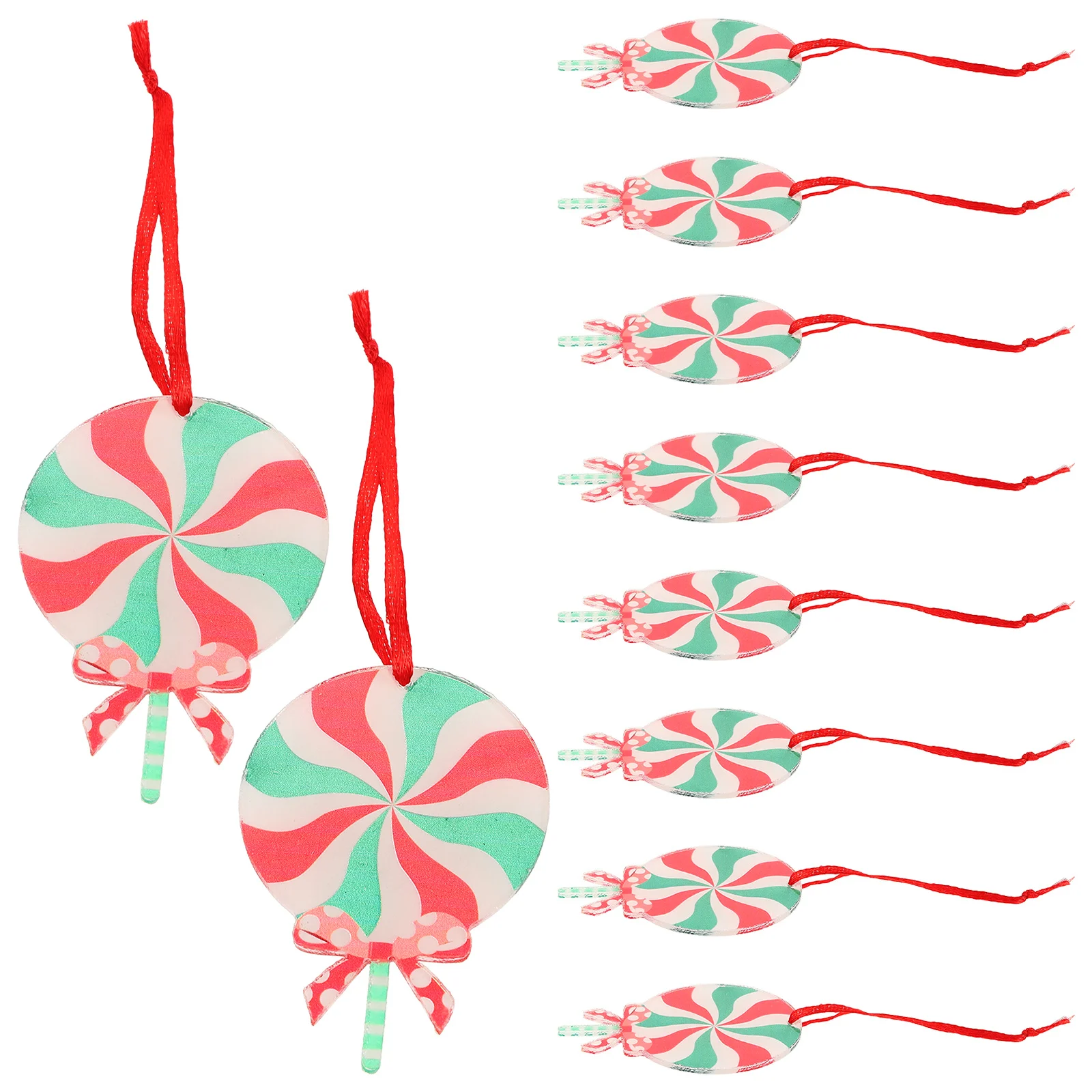 

10Pcs Christmas Tree Candy Ornaments Acrylic Lollipop Decorations Colorful Reusable Peppermint Hanging Party Supplies Baby
