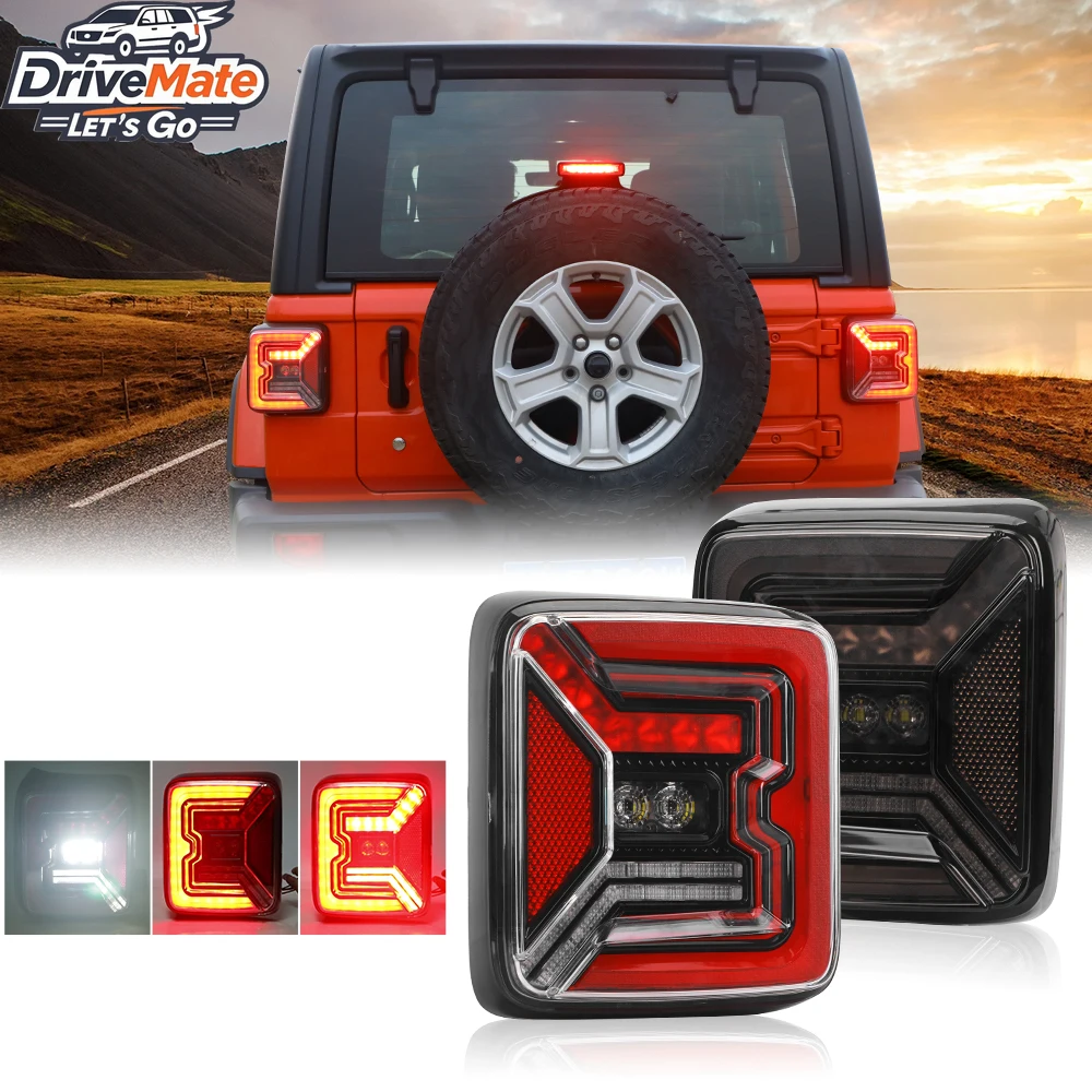 Luz de respaldo tipo murciélago de 30W, luz trasera de freno roja DRL, luz trasera Led giratoria para Jeep Wrangler JL 2018+