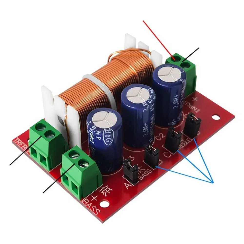 YLY2088 400W Adjustable Two Way Frequency Divider Filter Module for Car Audio Speakers with Copper Wire Inductors and Capacitors