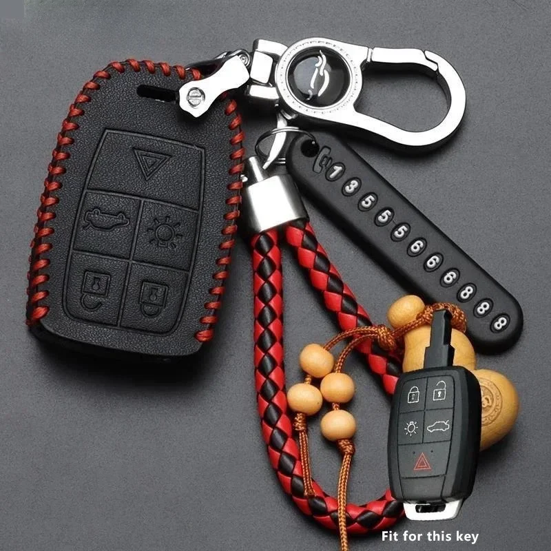 

Car Key Case for Volvo S40 C30 C70 XC90 S60 D5 V50 Remote Cover Bag Shell Keychain Housing Ring Holder Fob Interior Accessories