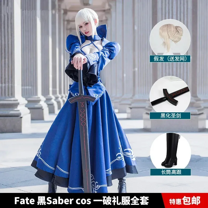 Disfraz de Fate Stay Night Saber Alter Arturia Pendragon, disfraz de mujer de Anime FGO Zero Fate, disfraz gótico de novia negra hecho a medida