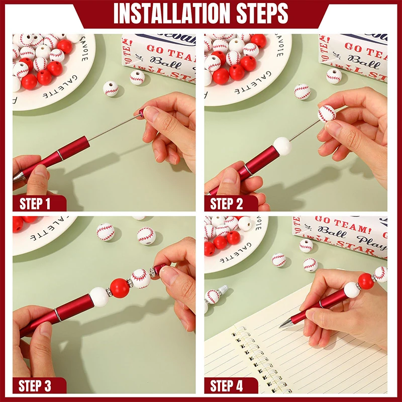 DIY용 구슬 볼펜, 검정 잉크 구슬 펜, 다색 펜, 어린이 학생 사무실 학교 용품, 50 개