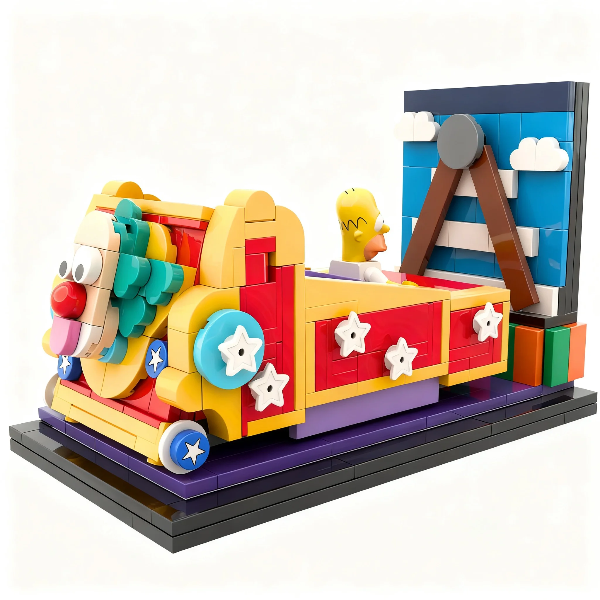 311pcs MOC Disnay Universal Studio Simpson 3d Ride Inspired Collectible Attractions Series 2 Model Building Blocks Toy Display