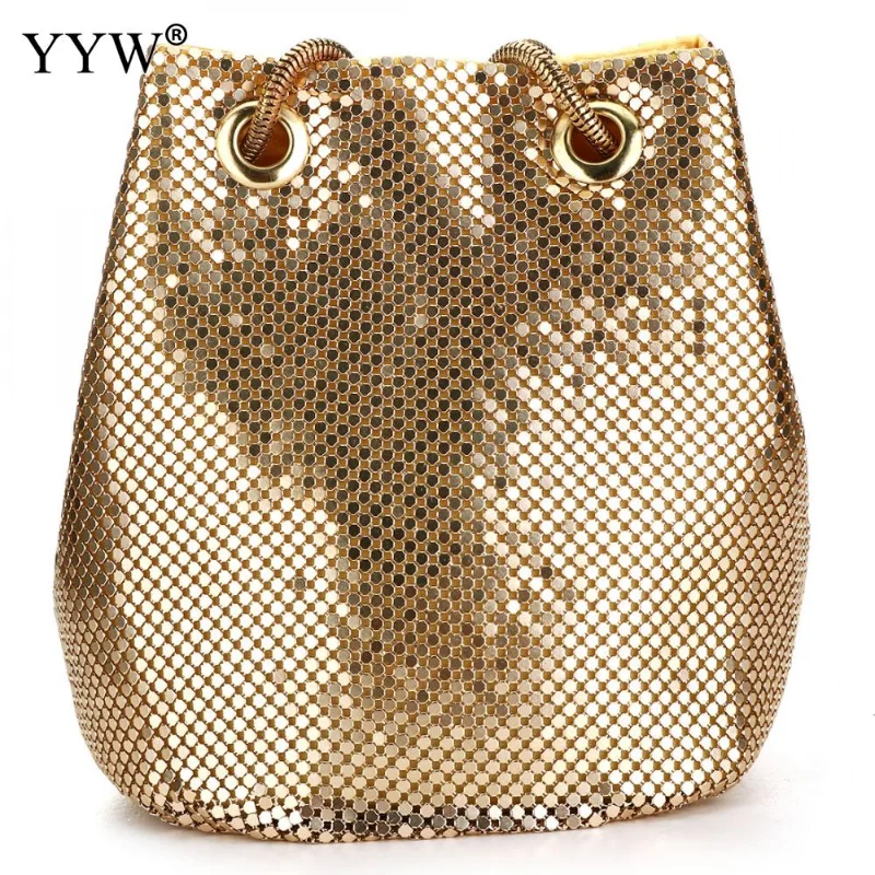 Borsa a tracolla a secchiello da donna di moda con borsa a tracolla con paillettes borsa da sera in argento dorato borsa da ragazza borse da donna