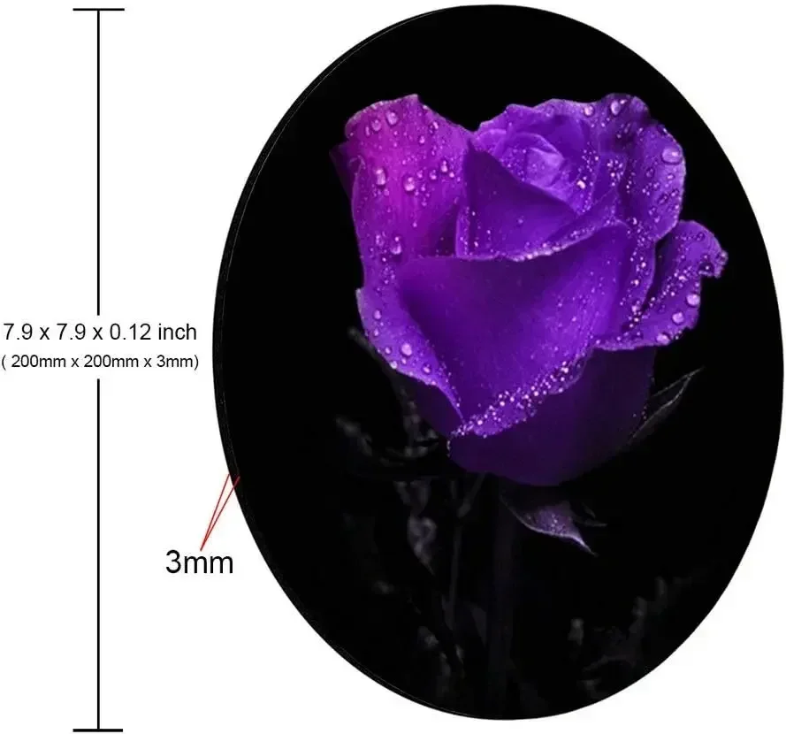 Rectangular mouse Round mouse pad 220mm Purple rose office gift woman desk mouse pad 7 9 x 7 9 x 0 12