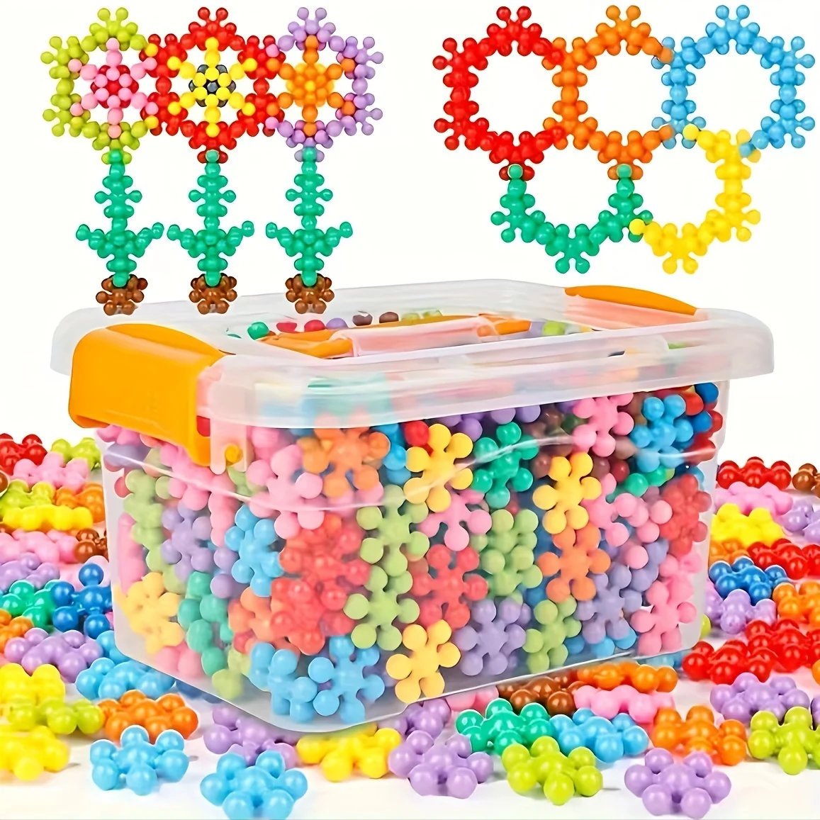 50-190pcs Rotatable Plum Blossom Building Block Children Fun Assembly Snowflake Pieces DIY Education Family Toy Birthday Gift