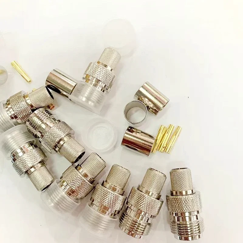 1Pcs LMR400 Cable L16 N Type Female Jack Connector N Female Crimp for RG8 LMR-400 RF Adapter Coaxial Brass Nickel Plated Copper