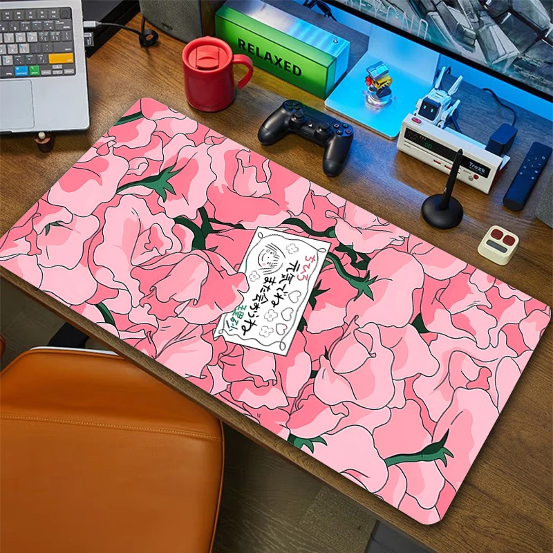 Alas Mouse besar, Mouse Pad kucing Kawaii 500x1000mm XXL komputer Moused Pad kartun kucing lucu karpet meja tikar tahan air