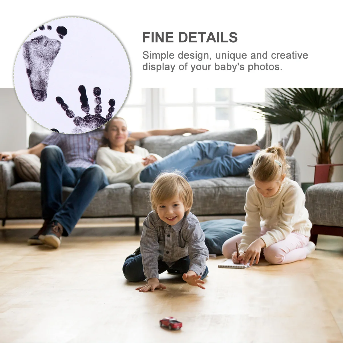 

Creative Baby Photo Frame Set Growth Tracker Handprint Keepsake for Infant First Year Memories Picture Holder Decor